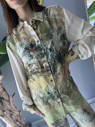 camicia burro fantasia jungle stampata in viscosa