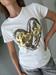  T-Shirt modellata stampa cuore scriita love oro
