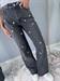 Jeans palazzo nero lavato con strass cuciti a mano