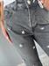Jeans palazzo nero lavato con strass cuciti a mano