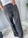 Jeans palazzo nero lavato con strass cuciti a mano
