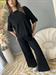 pantalone in maglia nero palazz0 con elastico in vita