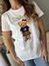 t shirts bianca girocoolo con patch orsetto e scritta los angel