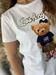 t shirts bianca girocoolo con patch orsetto e scritta los angel