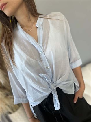 Camicia volie in mussola di cotone celeste