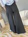 Pantalone palazzo nero in cotone con elastico in vita