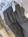 Pantalone palazzo nero in cotone con elastico in vita