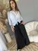 Pantalone palazzo nero in cotone con elastico in vita