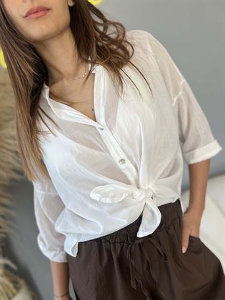 camicia voile in mussola di cotone bianca