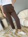 pantalone tubolare con elastico in vita marrone cioccolato
