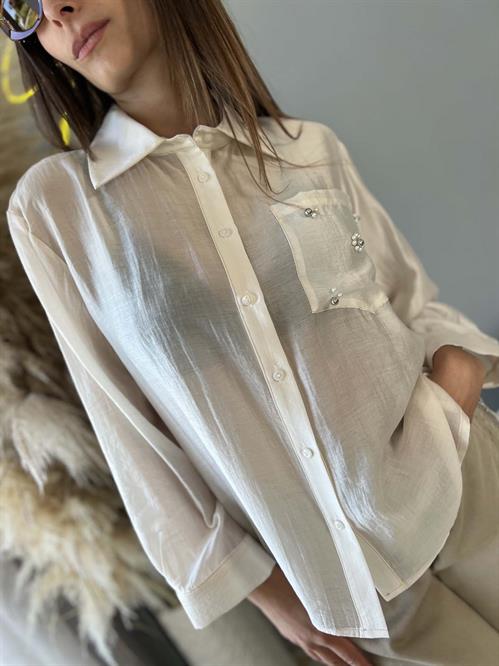 Camicia burro vaniglia con colletto