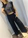 Pantalone nero in llino/viscosa con elastico dietro