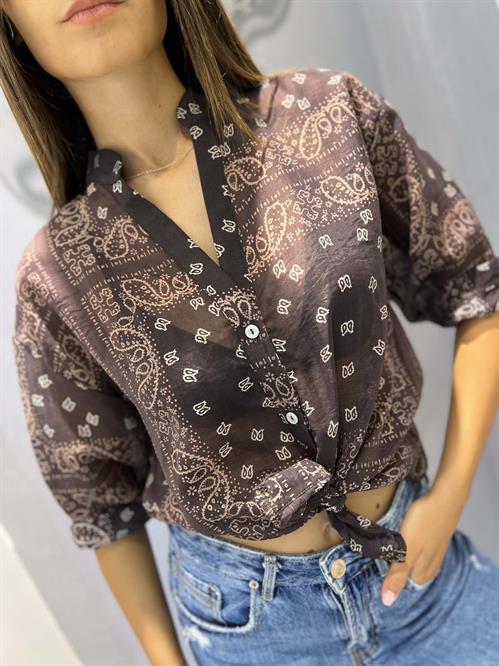 camicia in mussola di cotone fantasia bandana