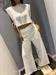 pantalone bianco in lino/viscosa palazzo con elastico dietro