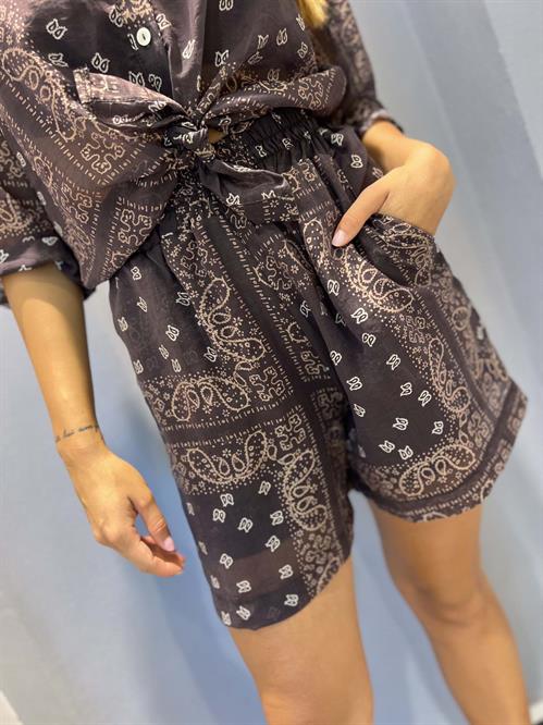 bermuda fantasia bandana marrone con elastico in vita