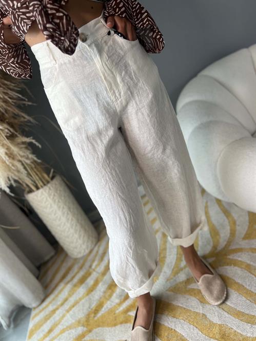 Pantalone burro in lino baloon
