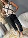 pantalone in mussola di cotone nero con elastico in vita