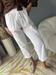Pantalone in mussola di cotone bianco haveone con elastico in vita