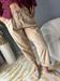 Pantalone in mussola di cotone beige con elastico in vita
