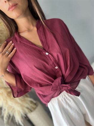 Camicia collo coreani sangria mussola di cotone