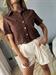 camicia mezza manica marrone cioccolato tasche davanti