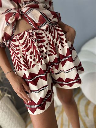 Bermuda coulisse rosso e panna