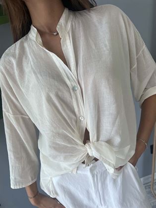 Camicia in mussola di cotone crema