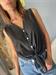 camicia voile nera scollo v