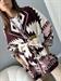 cardigan maglia etnica con cintura panna burgundyrosa verde