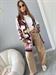 cardigan maglia etnica con cintura panna burgundyrosa verde