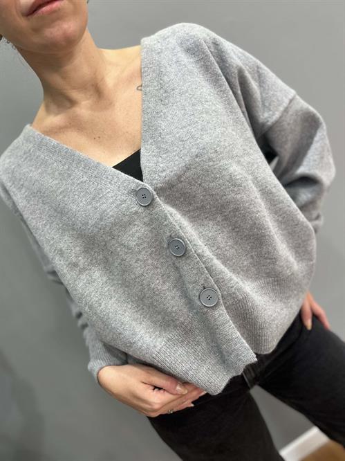 CARDIGAN LANA CON  BOTTONI GRIGIO