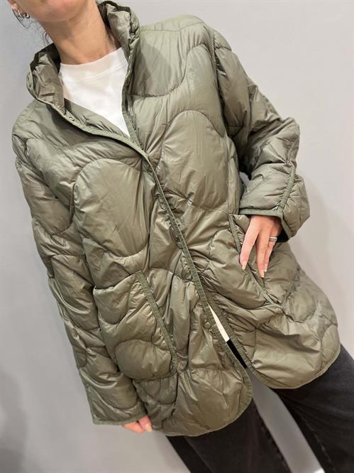 piumino 3/4 con impunture verde military