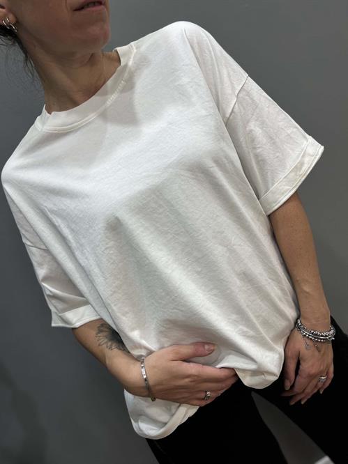  t shirt girocollo bianca over in cotone