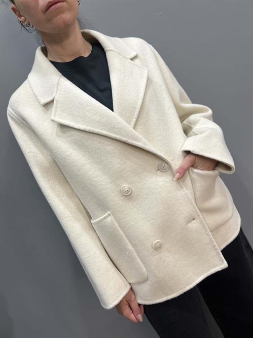 Cappotto hand made lana doppiopetto panna
