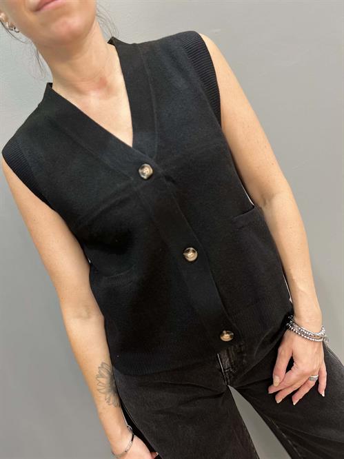 cardigan gilet nero con bottoni