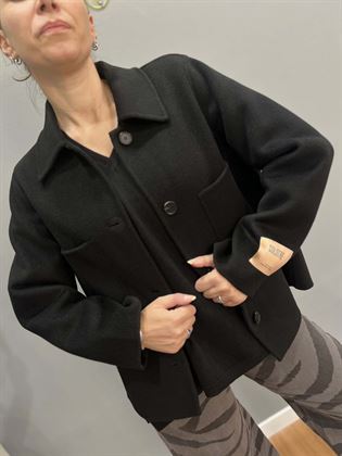 cappotto lana cachemere nero handmade colletto