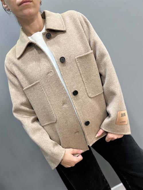 cappotto lana cachemere tortora handmade con colletto