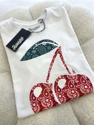 T-Shirt stampa ciliege fantasia bandana