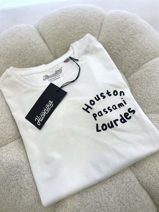 T-Shirt bianca stampa nera houston passami  lourdes