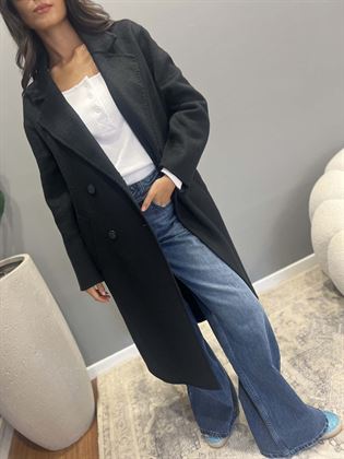 Cappotto nero lungo handmadedoppiopetto lana