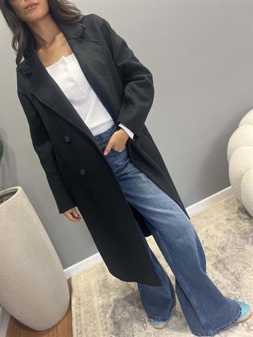 Cappotto nero lungo handmadedoppiopetto lana