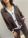cardigan abbottonato  marrone con righe in viscosa