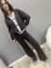 cardigan abbottonato  marrone con righe in viscosa