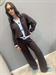 cardigan abbottonato  marrone con righe in viscosa