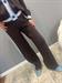 pantalone in maglia di viscosa marrone con righe laterali