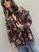 cardigan frange ricamato base burgundy con fiori turchese beige