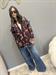 cardigan frange ricamato base burgundy con fiori turchese beige