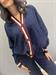 cardigan blu con riga  e bottoni in viscosa