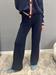 pantaloni in maglia blu con riga laterale