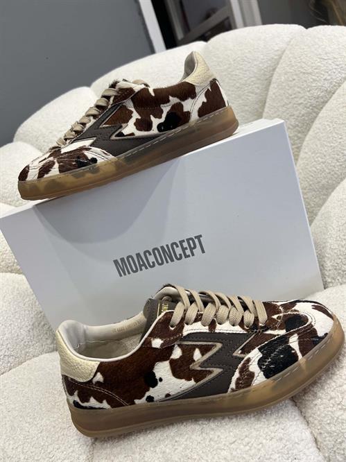sneakers cavallino muccata marrone e panna vera pelle